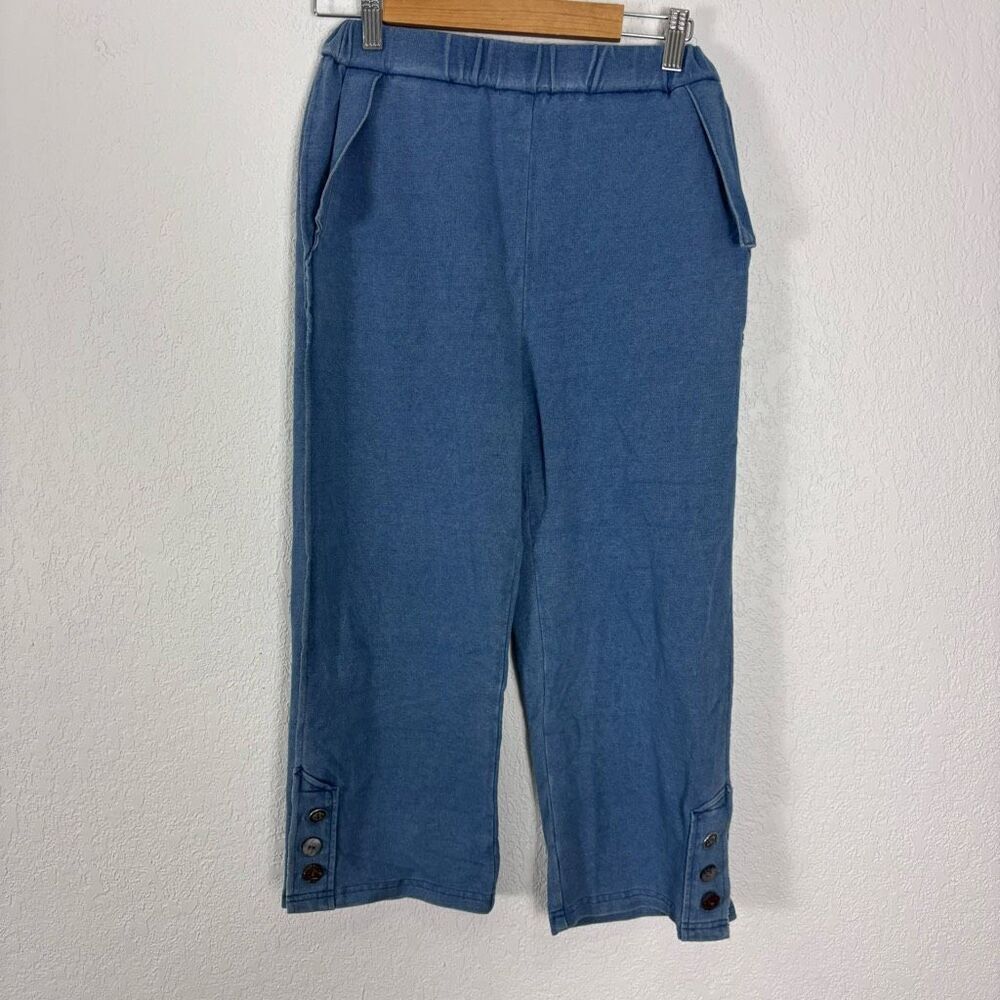 Neon Buddha Blue Button Cuff Capri Sweatpants Size XS‎